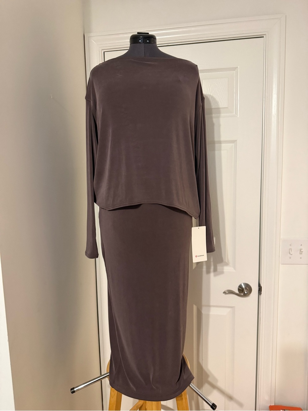 Lululemon Drapey Softstreme Espresso 2 Piece Set NWT -Top XS + Midi Skirt L